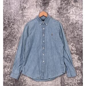 Polo Ralph Lauren Shirt Large Mens Slim Fit Chambray Long Sleeve Casual Button